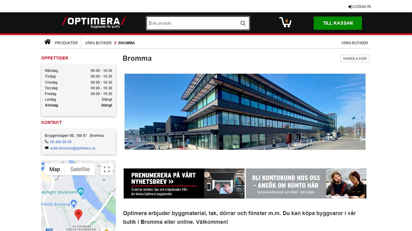 Byggvaruhus i Stockholm bild på hemsidan.