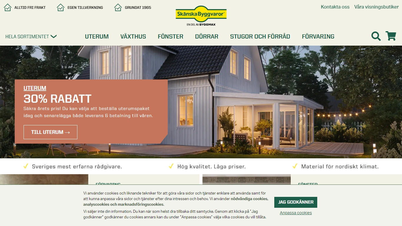 Byggvaruhus i Örebro bild på hemsidan.